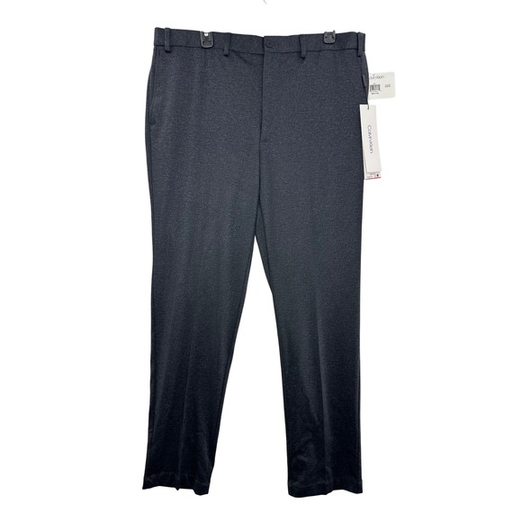 Calvin Klein Mens Gray X Slim Fit Soft Knit Infinite Stretch Dress Pants 38x32 - Picture 1 of 11